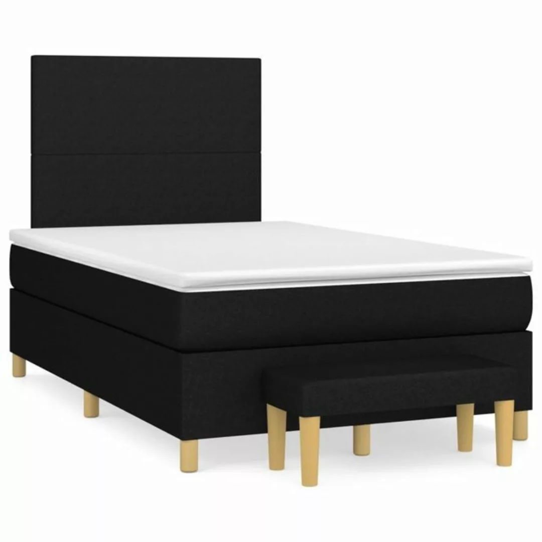 vidaXL Bettgestell Boxspringbett mit Matratze Schwarz 120x200 cm Stoff Bett günstig online kaufen
