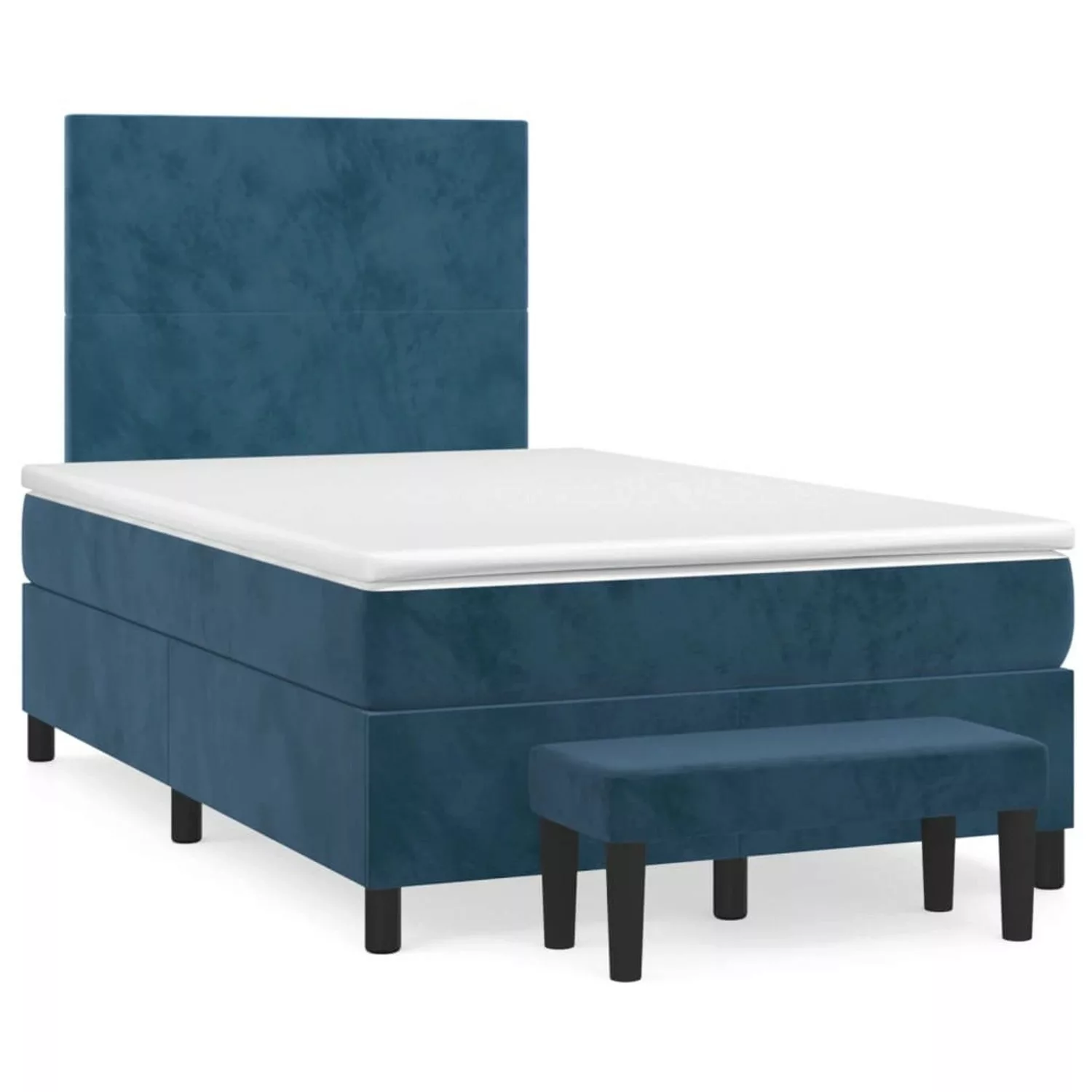 vidaXL Boxspringbett Boxspringbett mit Matratze Dunkelblau 120x200 cm Samt günstig online kaufen