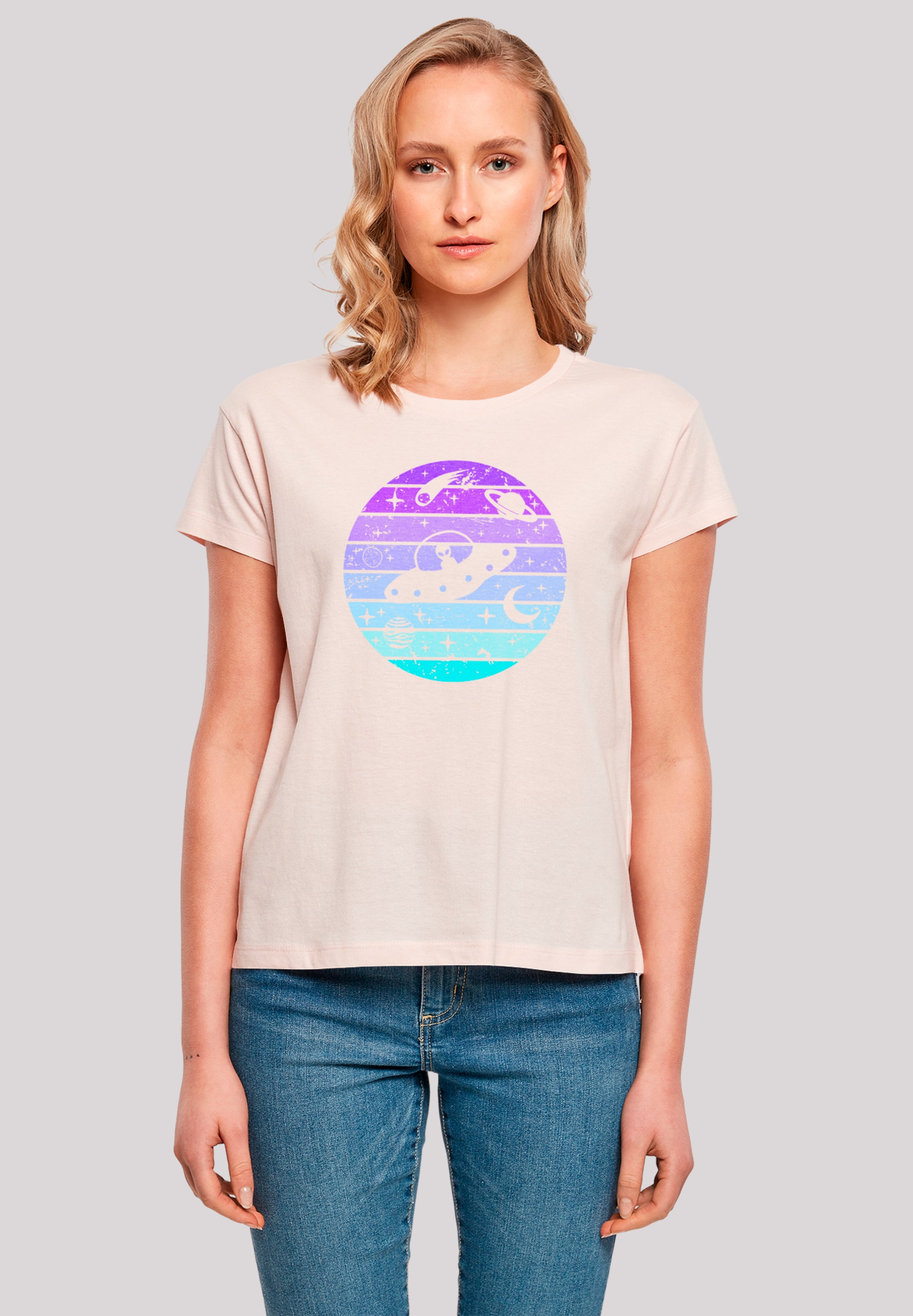 F4NT4STIC T-Shirt "Retro Alien Weltraum Sonnenuntergang", Premium Qualität günstig online kaufen