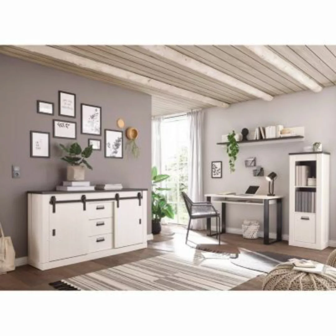Lomadox Büromöbel Set SHELTON-61 in weiß mit anthrazit, B/H/T: ca. 378/200/ günstig online kaufen