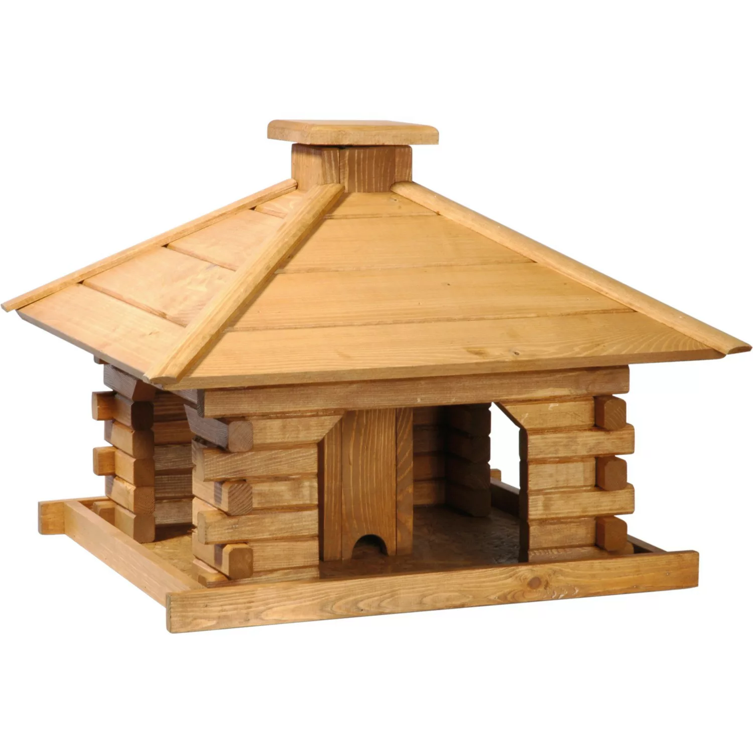 Rustikales XL-Vogelfutterhaus im Blockhaus-Stil mit dekorativem Holzdach günstig online kaufen