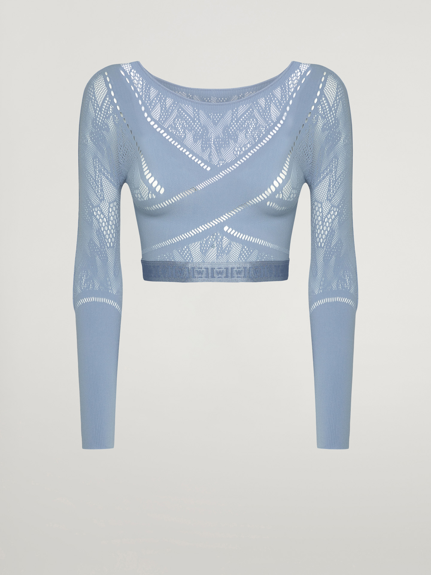 Wolford - Sporty Logo Net Top Long Sleeve, Frau, tempest, Größe: L günstig online kaufen