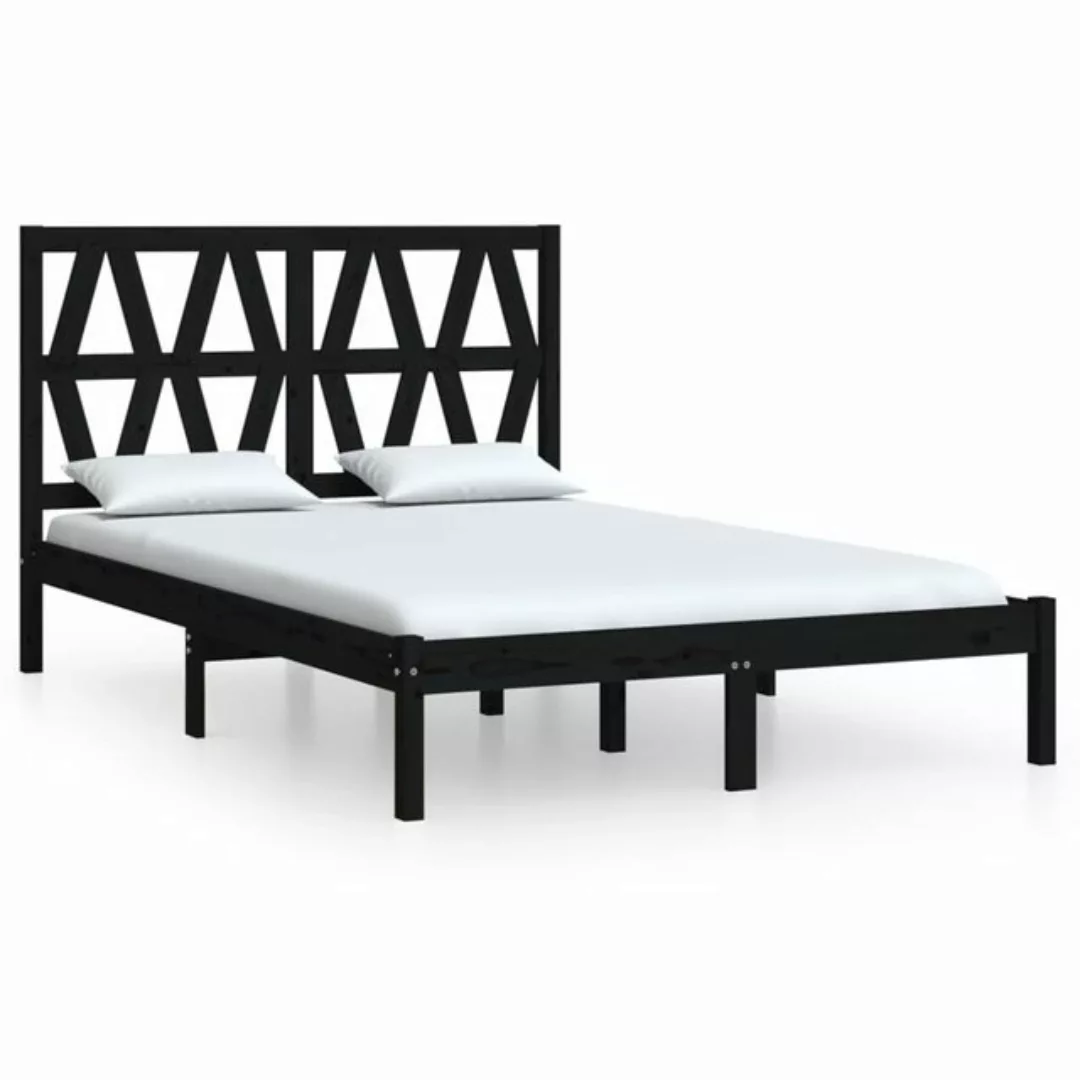 vidaXL Bettgestell Massivholzbett Schwarz Kiefer 160x200 cm Bett Bettgestel günstig online kaufen