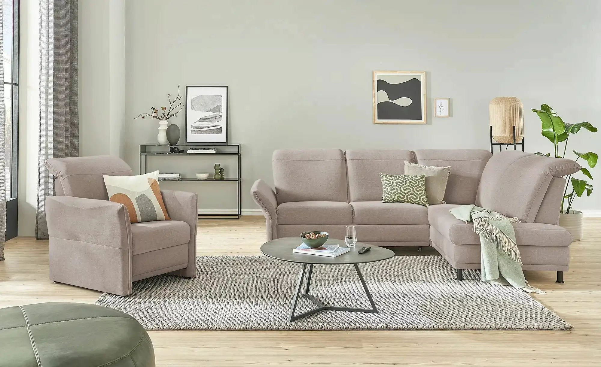 Polstermöbel Oelsa Ecksofa  Messina ¦ beige ¦ Maße (cm): B: 258 H: 92 T: 19 günstig online kaufen