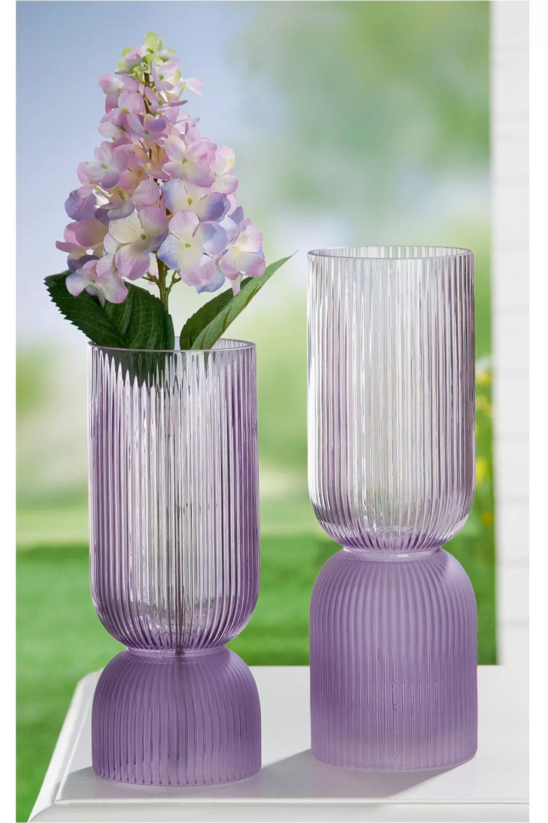 GILDE Tischvase "Vase Duppo, aus Glas, Ø ca. 10 cm", (1 St.), Vasenöffnung günstig online kaufen