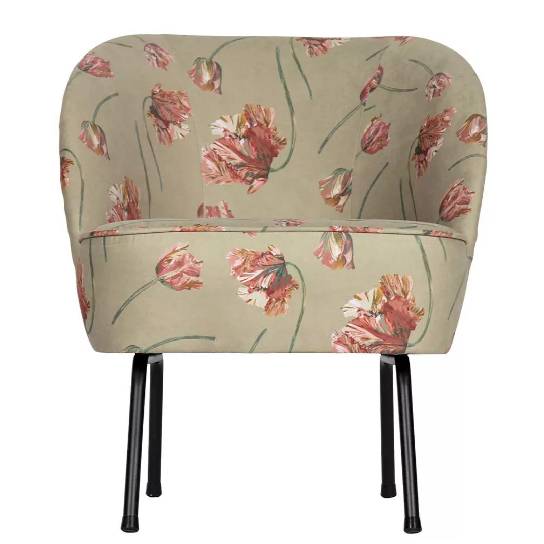 Samt Lounge Sessel im Retrostil Blumen Motiv günstig online kaufen