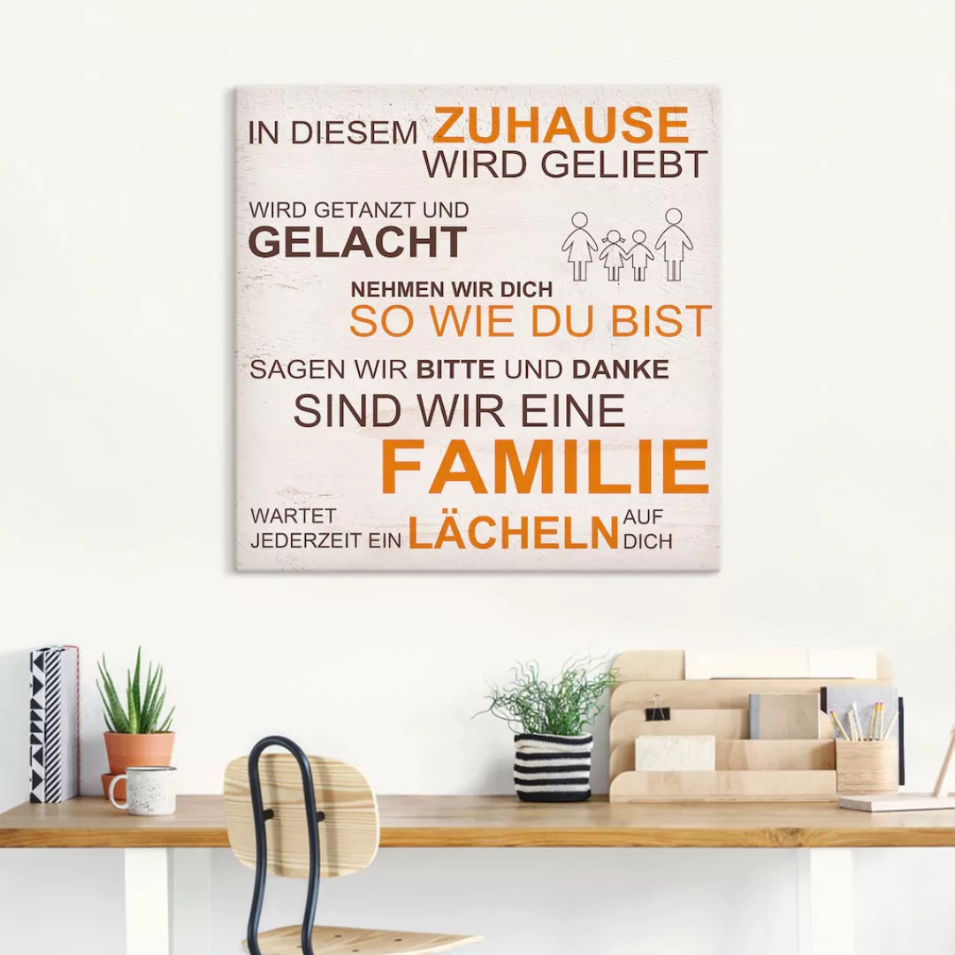 Artland Leinwandbild »In diesem Zuhause - beige«, Sprüche & Texte, (1 St.), günstig online kaufen