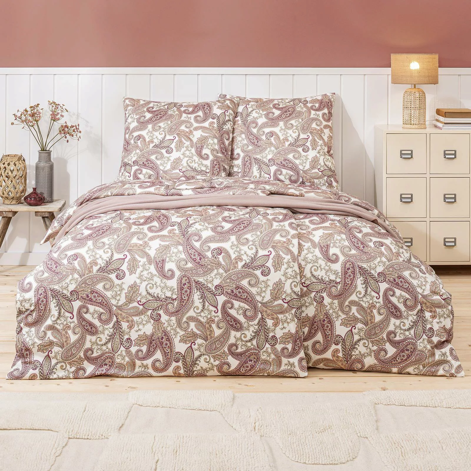 Estella Interlock Jersey Bettwäsche 6955-290 Paisley Koralle 135x200 günstig online kaufen