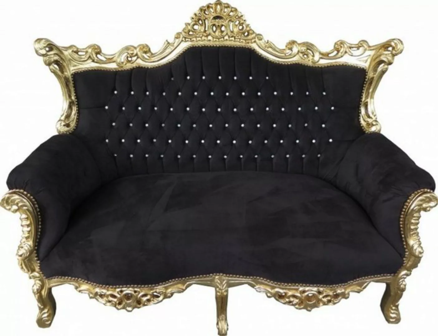 Casa Padrino 2-Sitzer Barock 2-er Sofa Master Schwarz / Gold mit Bling Blin günstig online kaufen