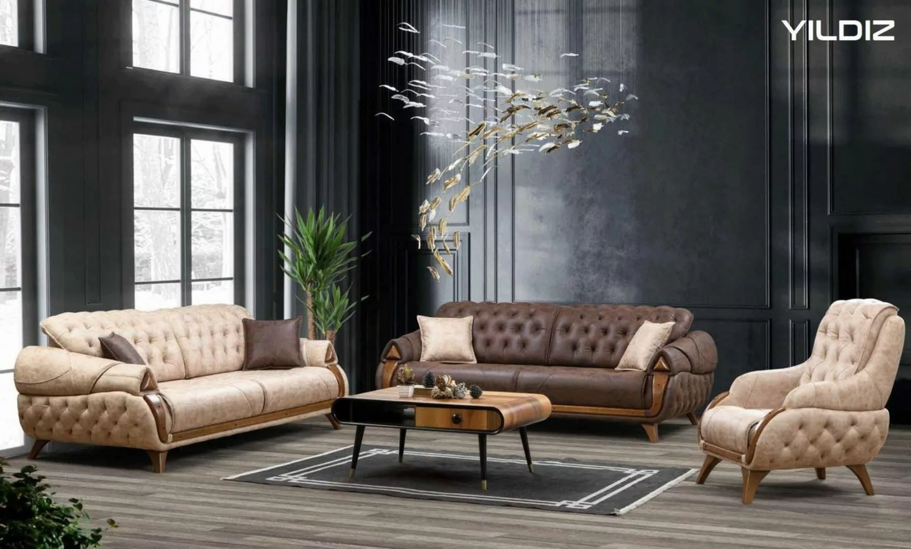 JVmoebel Sofa Sofa 3 Sitzer Sofas Leder Dreisitzer Polster Design Klassisch günstig online kaufen