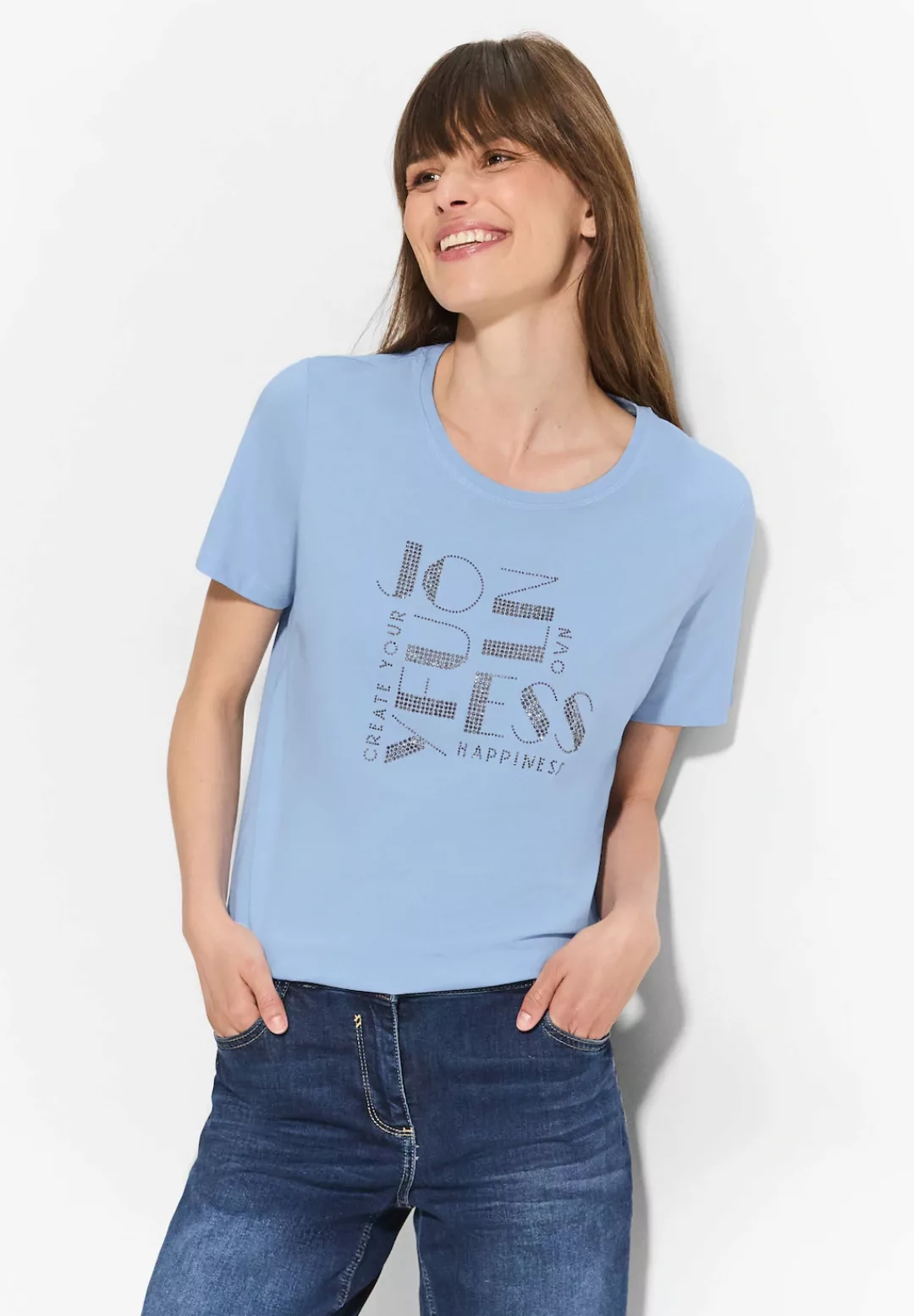 Cecil T-Shirt mit Wording aus Steinchen günstig online kaufen