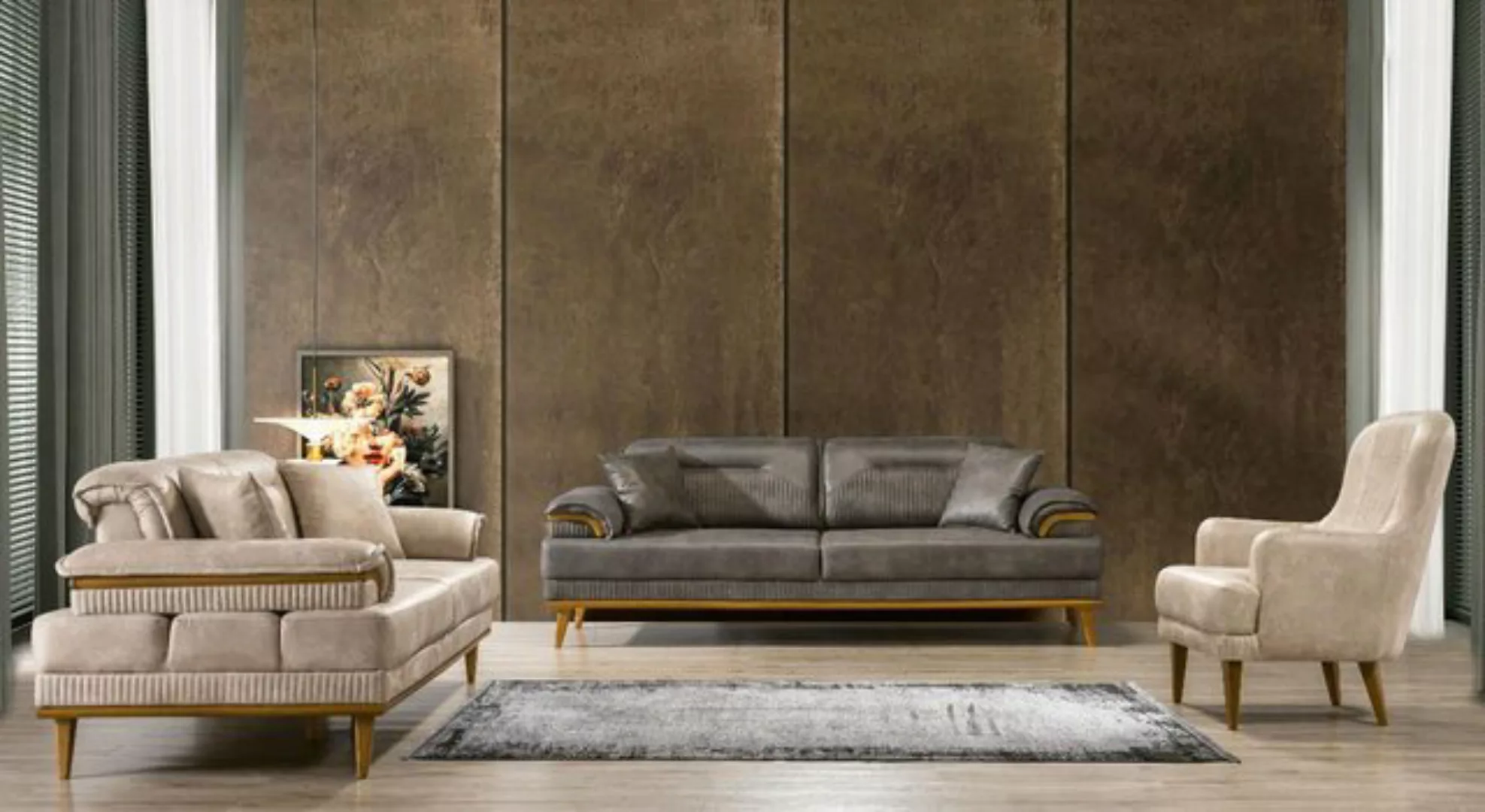 Xlmoebel Sofa Luxuriöses Sofa-Ensemble im Designer-Wohnzimmerstil mit 3+3+1 günstig online kaufen