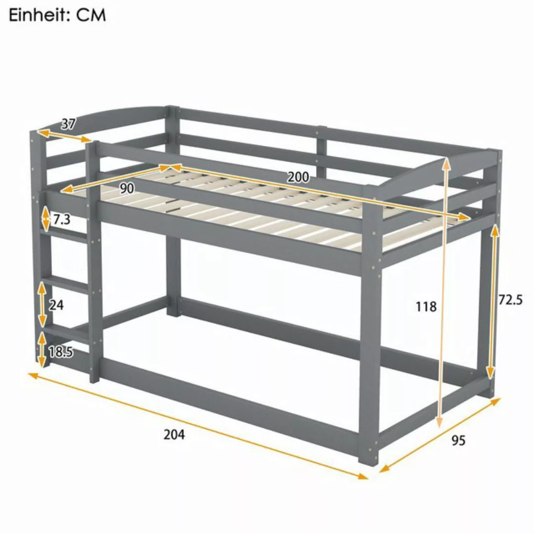 BlingBin Etagenbett Kinderbett Hochbett 90×200CM Rahmen aus massiver Kiefer günstig online kaufen
