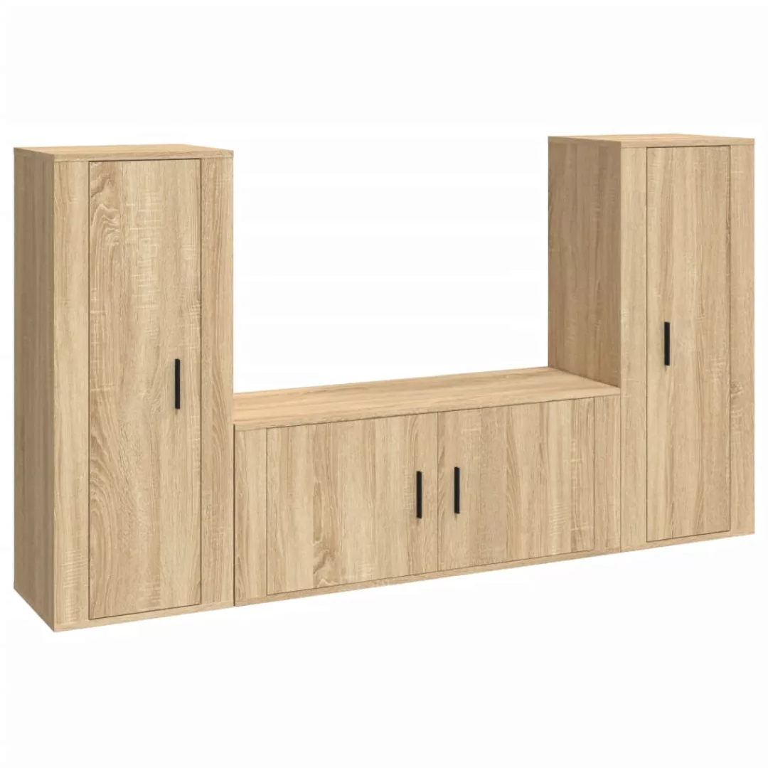 Vidaxl 3-tlg. Tv-schrank-set Sonoma-eiche Holzwerkstoff günstig online kaufen