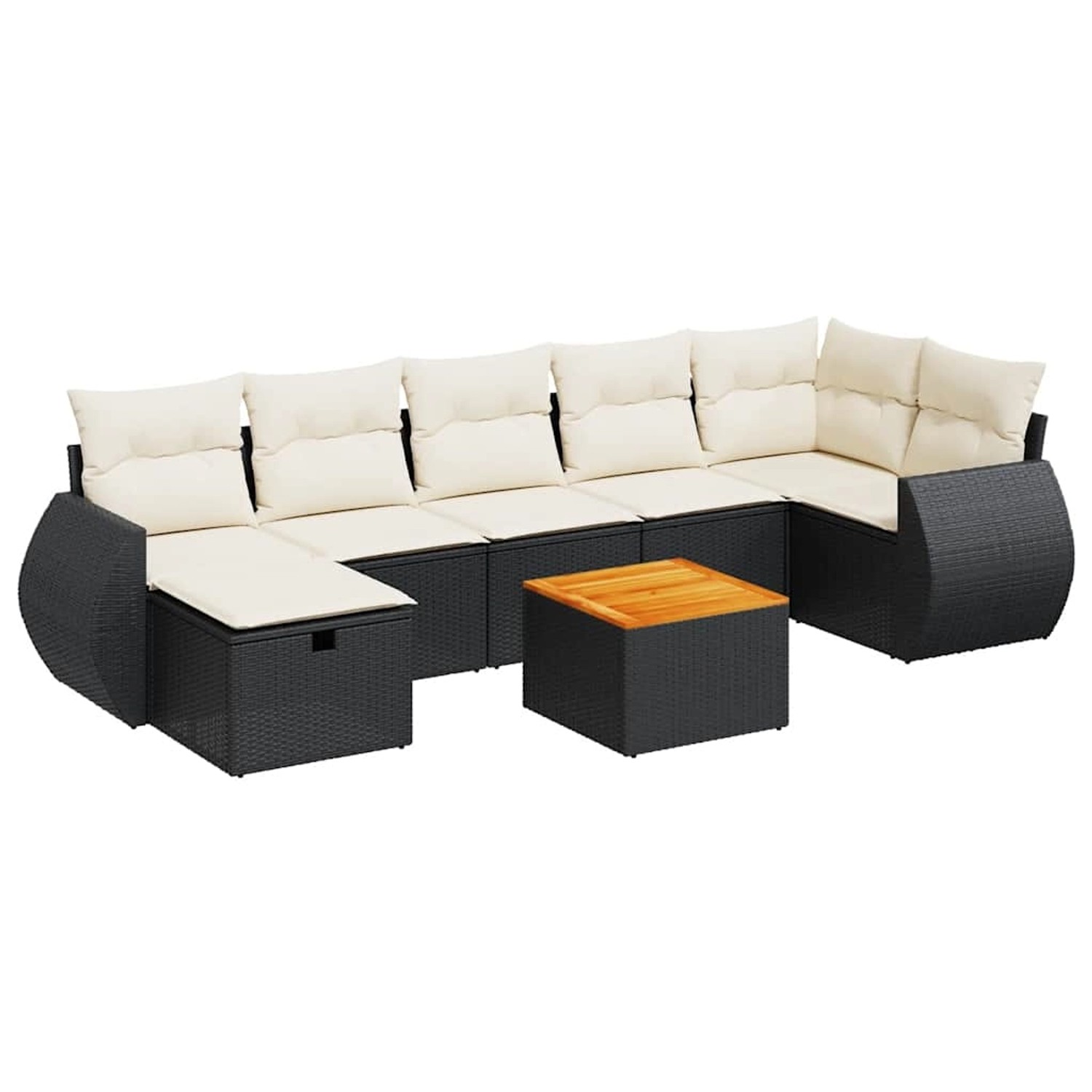 vidaXL 8-Tlg Garten-Sofagarnitur mit Kissen Schwarz Poly Rattan 3325850 günstig online kaufen