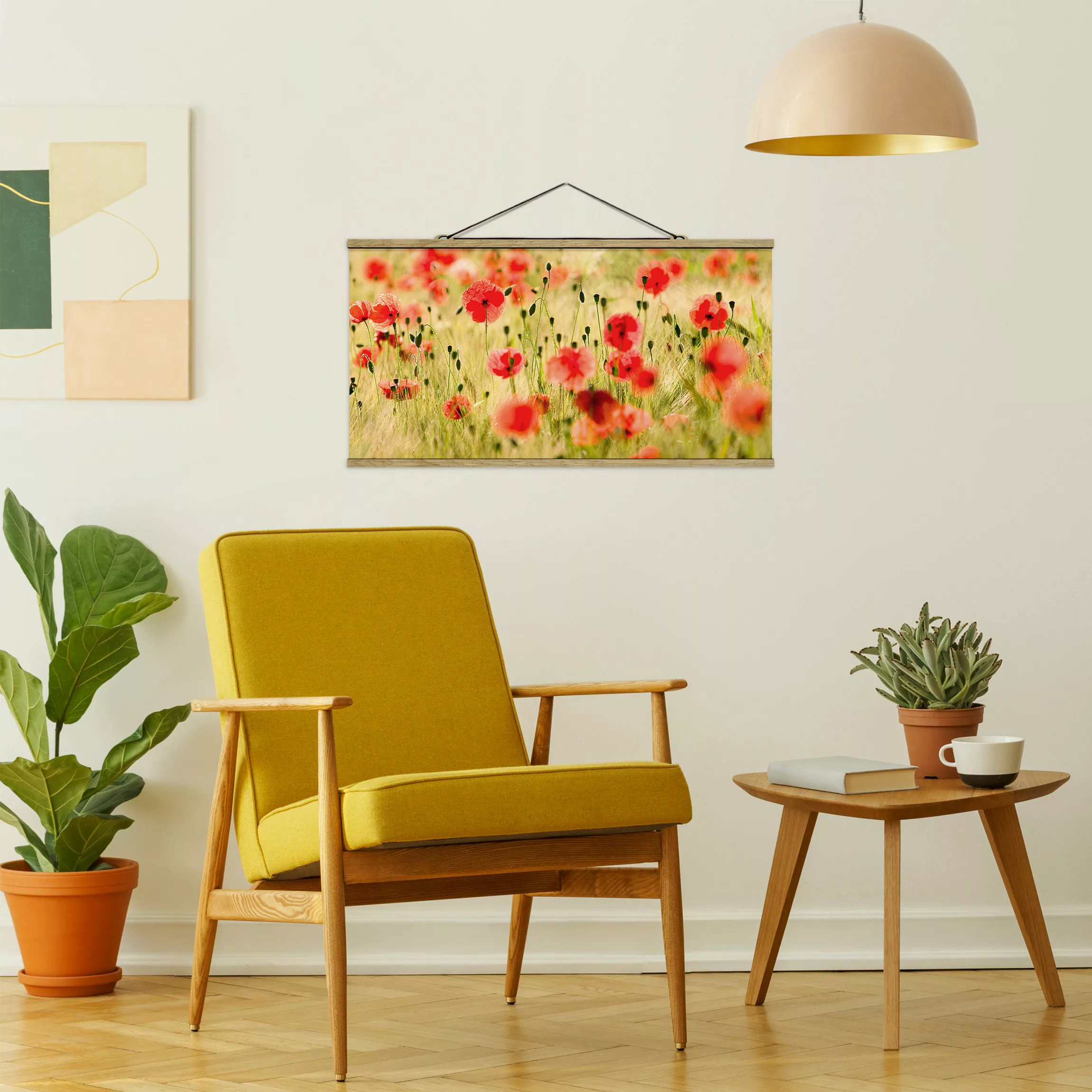 Stoffbild Blumen mit Posterleisten - Querformat Summer Poppies günstig online kaufen