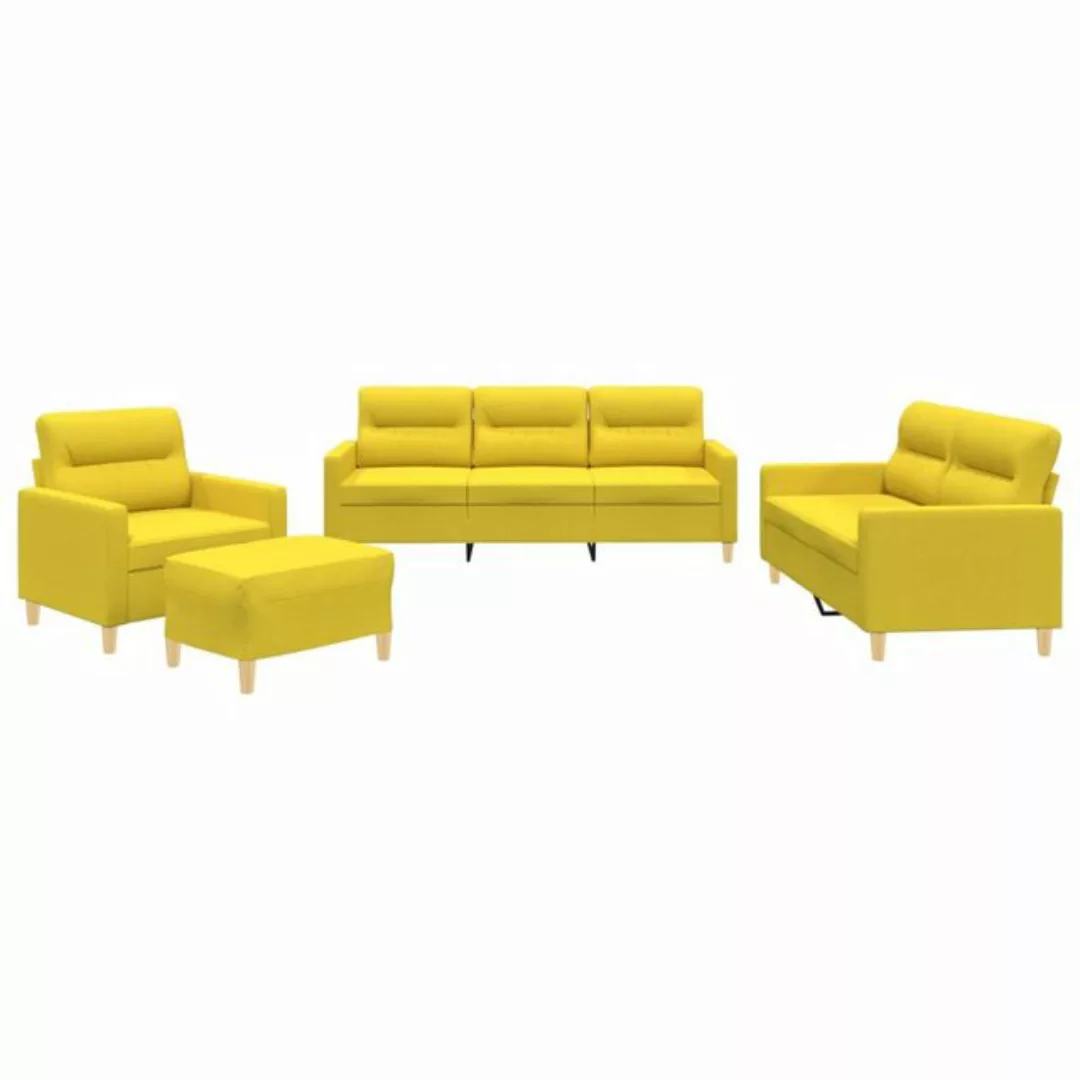 vidaXL Sofa Sofagarnitur Set mit Kissen Stoff, 4-tlg., Gelb günstig online kaufen