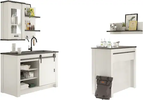 Home affaire Pantryküche »Sherwood«, Breite 131 cm, ohne E-Geräte günstig online kaufen