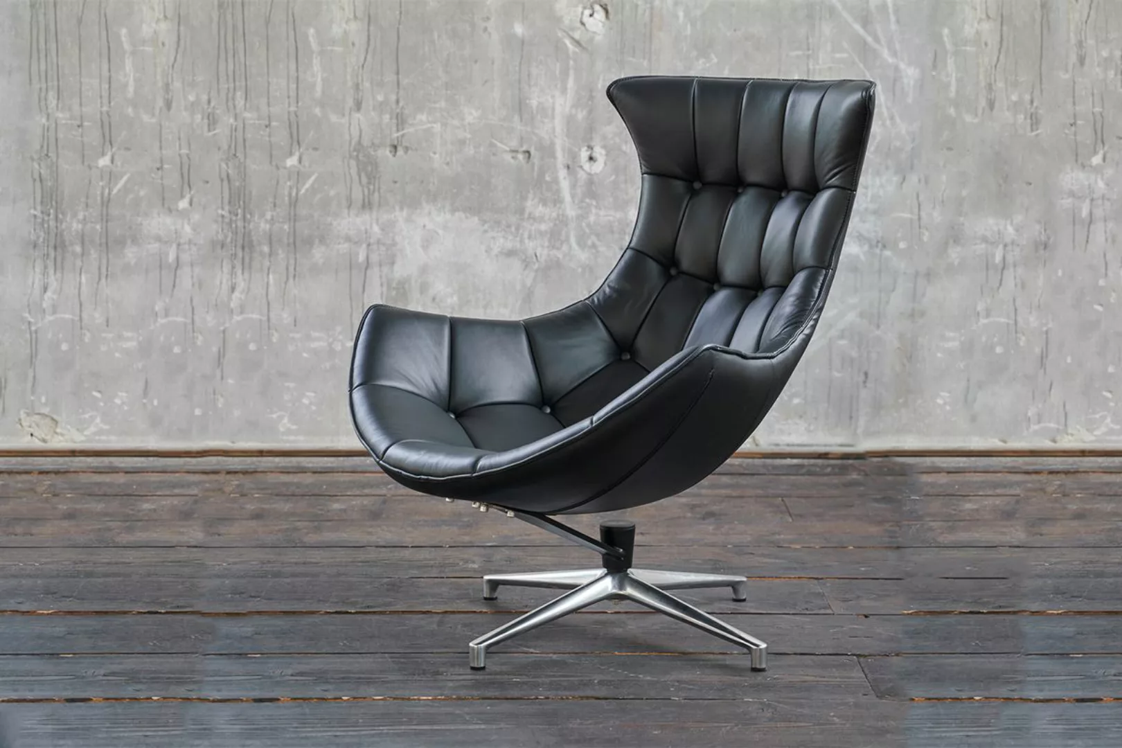 KAWOLA Drehsessel SKIO Sessel Leder matt schwarz günstig online kaufen