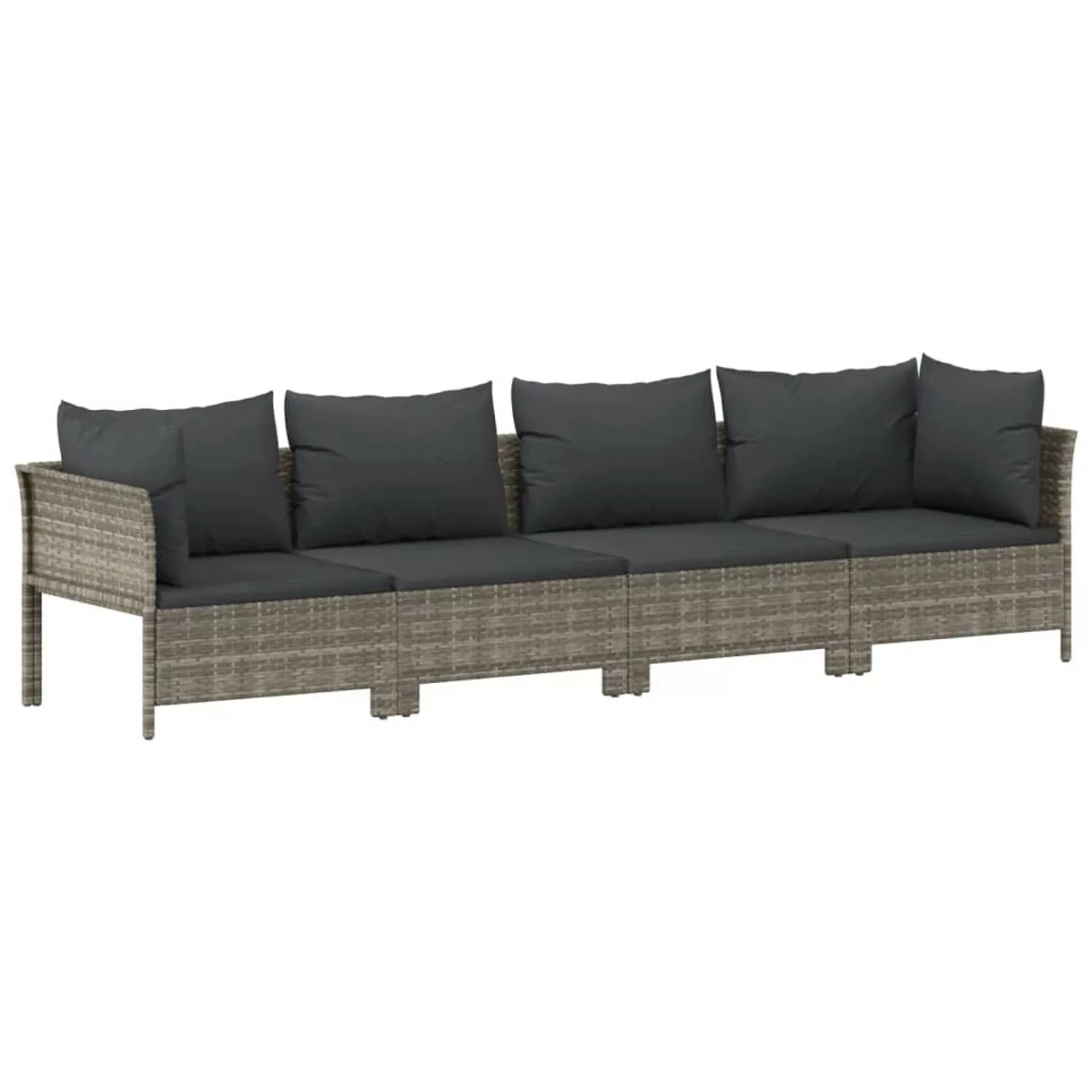 Vidaxl 4-tlg. Garten-lounge-set Mit Kissen Grau Poly Rattan günstig online kaufen