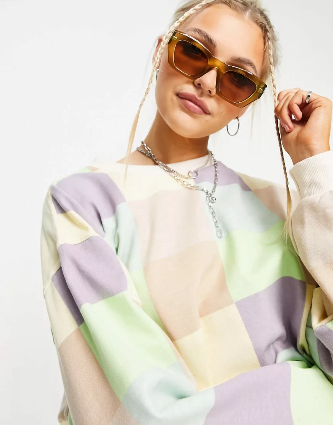 Daisy Street – Legeres Sweatshirt mit pastellfarbenem Patchworkdesign, Komb günstig online kaufen