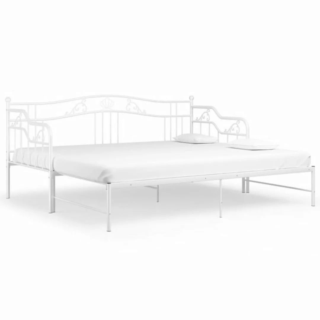 furnicato Bett Ausziehsofa Bettgestell Weiß Metall 90x200 cm günstig online kaufen