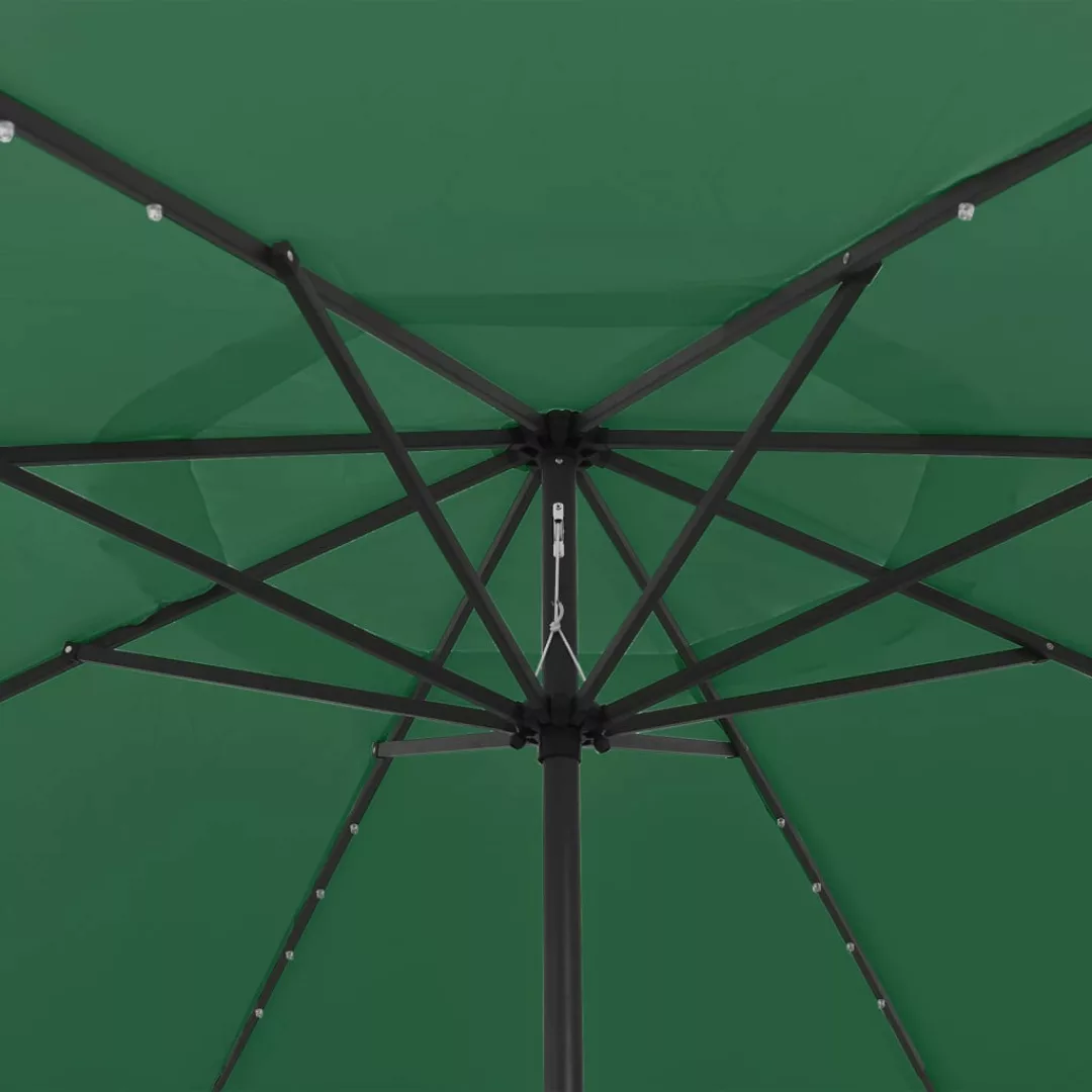 Sonnenschirm Mit Led-leuchten Und Metallmast 400 Cm Grün günstig online kaufen