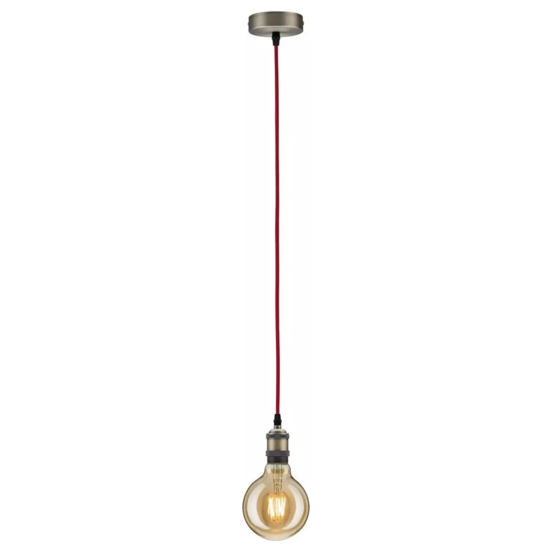 Pendel 1-flammig, brüniert mit Rotem Kabel - rot - Lampen & Leuchten > Inne günstig online kaufen
