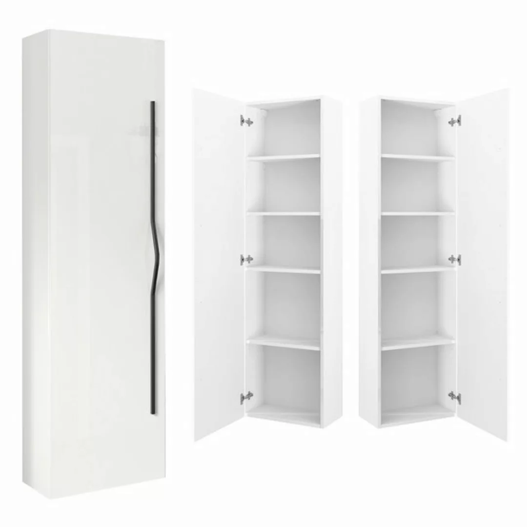 Lomadox Hochschrank PIHA-145 Badschrank Seitenschrank weiß glänzend lackier günstig online kaufen