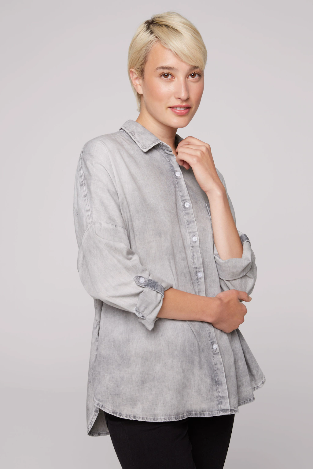 SOCCX Jeansbluse, im Turn-Up-Look günstig online kaufen