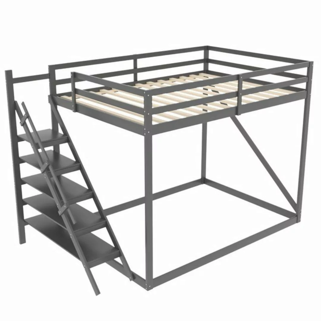 SOFTWEARY Etagenbett mit 2 Schlafgelegenheiten, Lattenrost und Treppe (140x günstig online kaufen