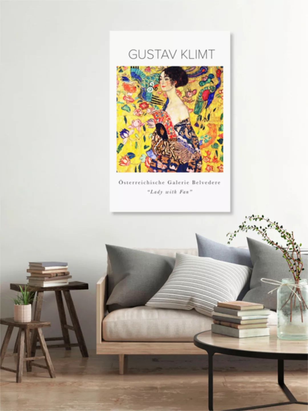 Poster / Leinwandbild - Gustav Klimt - Dame Mit Fächer günstig online kaufen