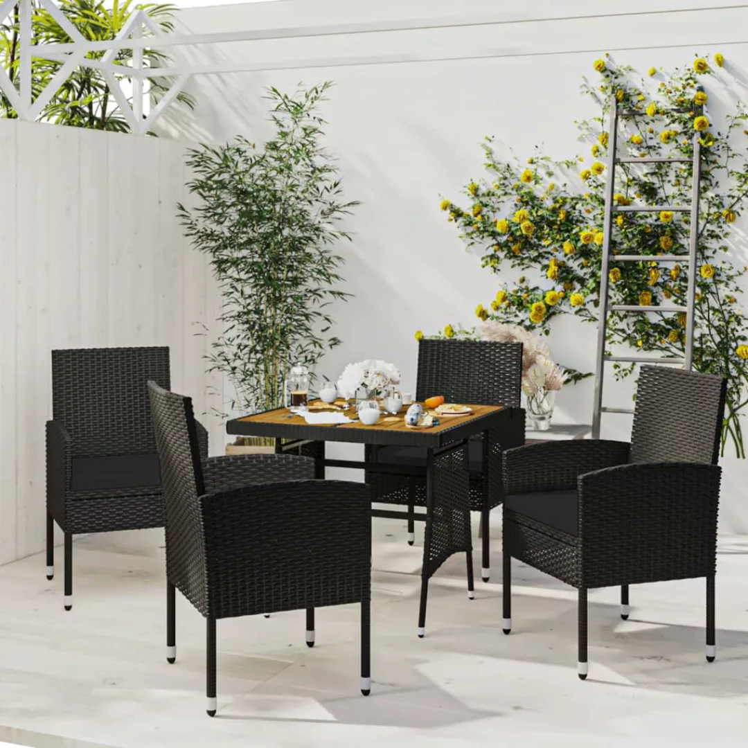 Vidaxl 5-tlg. Garten-essgruppe Poly Rattan Schwarz günstig online kaufen