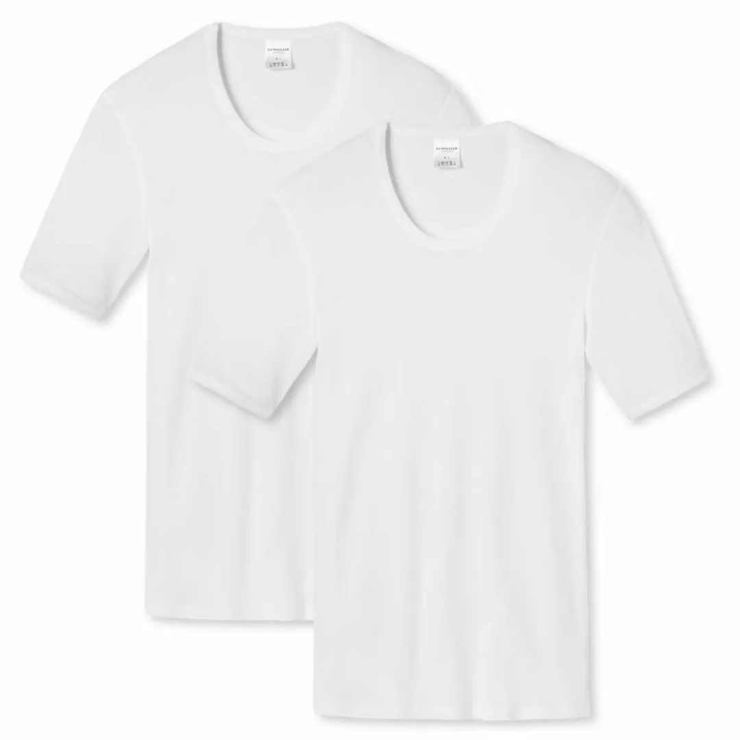 SCHIESSER Herren 1/2 Arm T-Shirt - Jacke, Cotton Essentials, Feinripp, Weiß günstig online kaufen