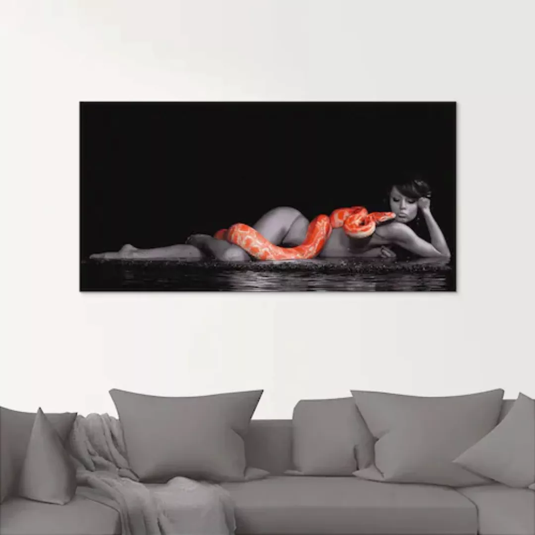 Artland Glasbild »Frau in Wasser liegend mit roter Python«, Frau, (1 St.), günstig online kaufen