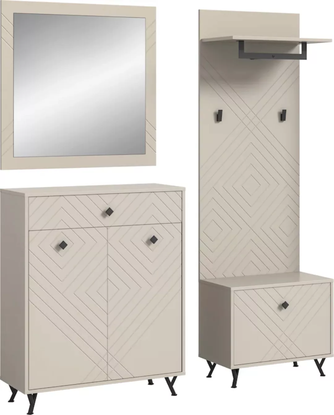 INOSIGN Garderoben-Set "Mento, 4-teilig, Ornamentfräsung in der Front, best günstig online kaufen