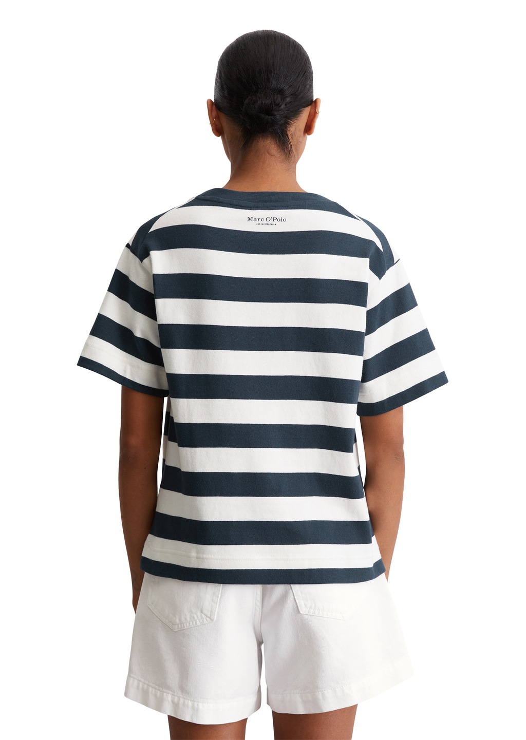 Marc OPolo T-Shirt, seitliche Schlitze, geringelt günstig online kaufen