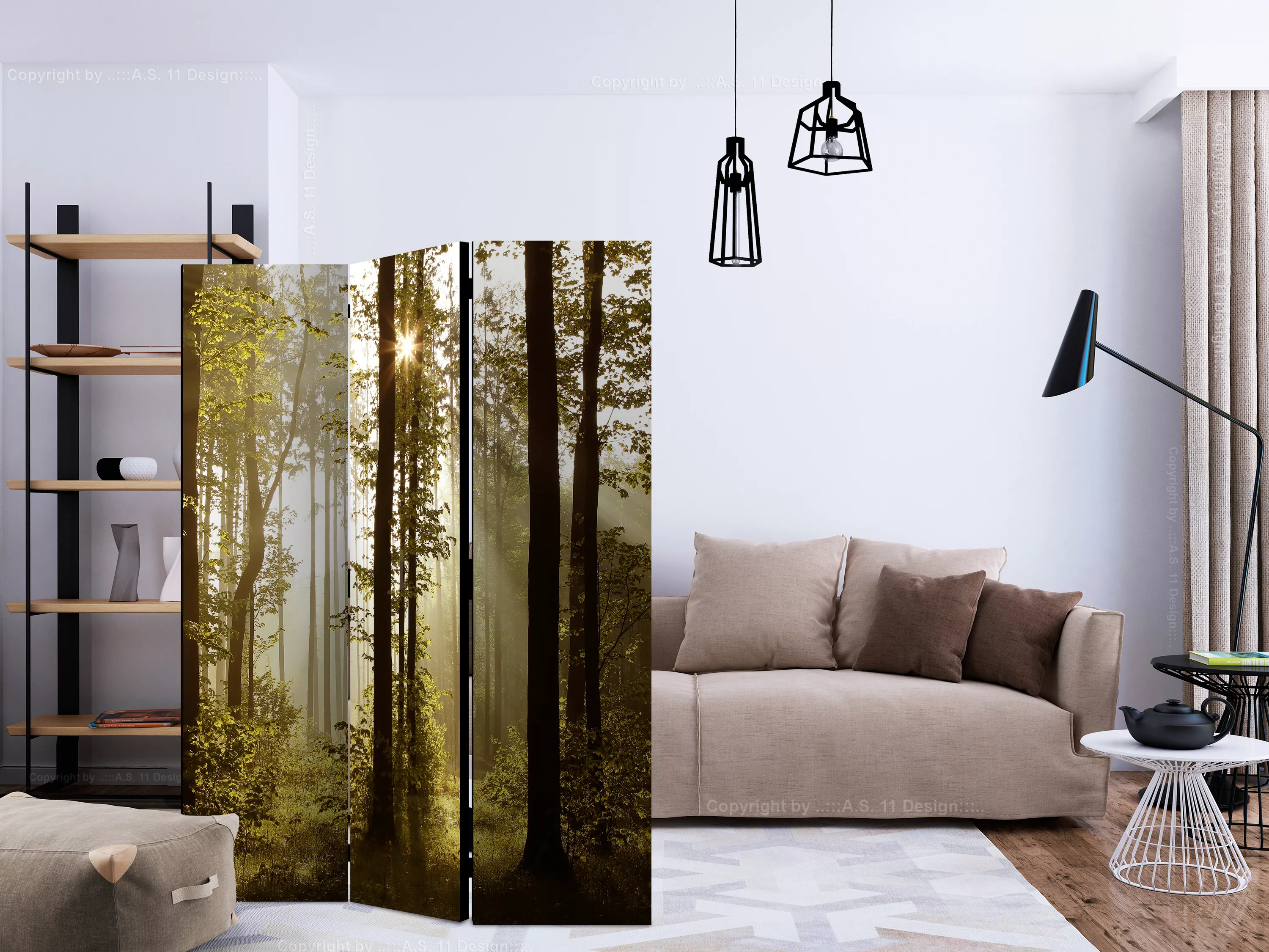 3-teiliges Paravent - Forest: Morning Sunlight  [room Dividers] günstig online kaufen