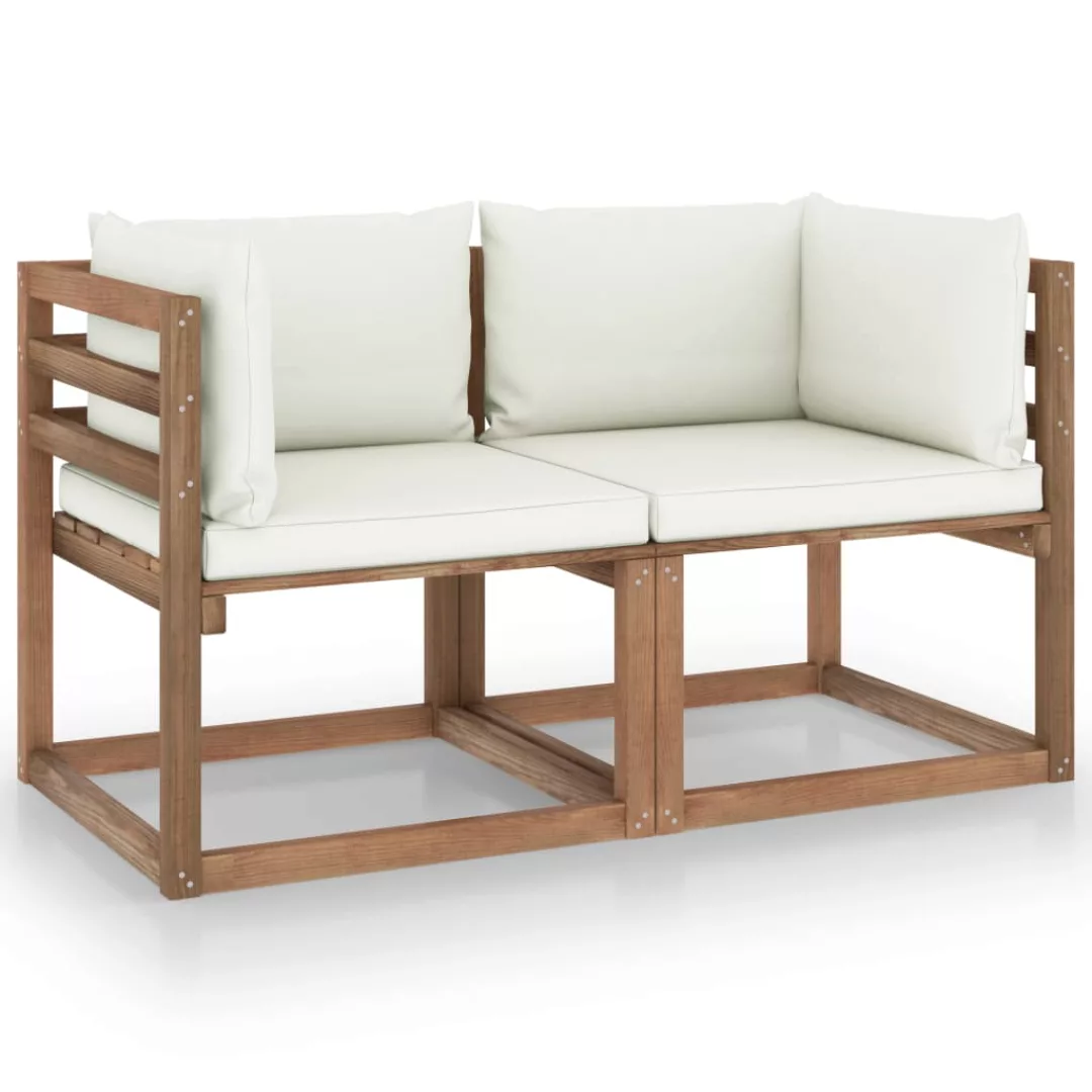 Garten-palettensofa 2-sitzer Mit Kissen Taupe Kiefernholz günstig online kaufen