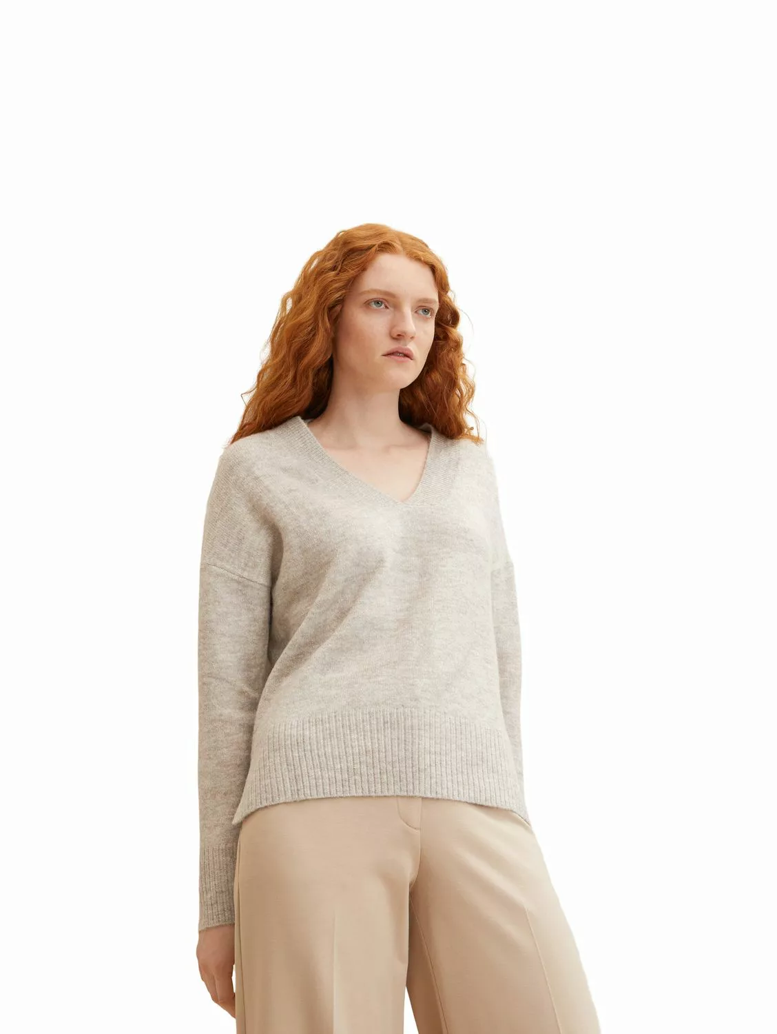 Tom Tailor Denim Damen Pullover COSY V-NECK - Regular Fit günstig online kaufen