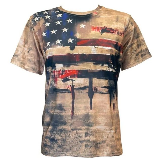 Westernlifestyle T-Shirt Khaki Camouflage Western T-Shirt Herren USA Flagge günstig online kaufen