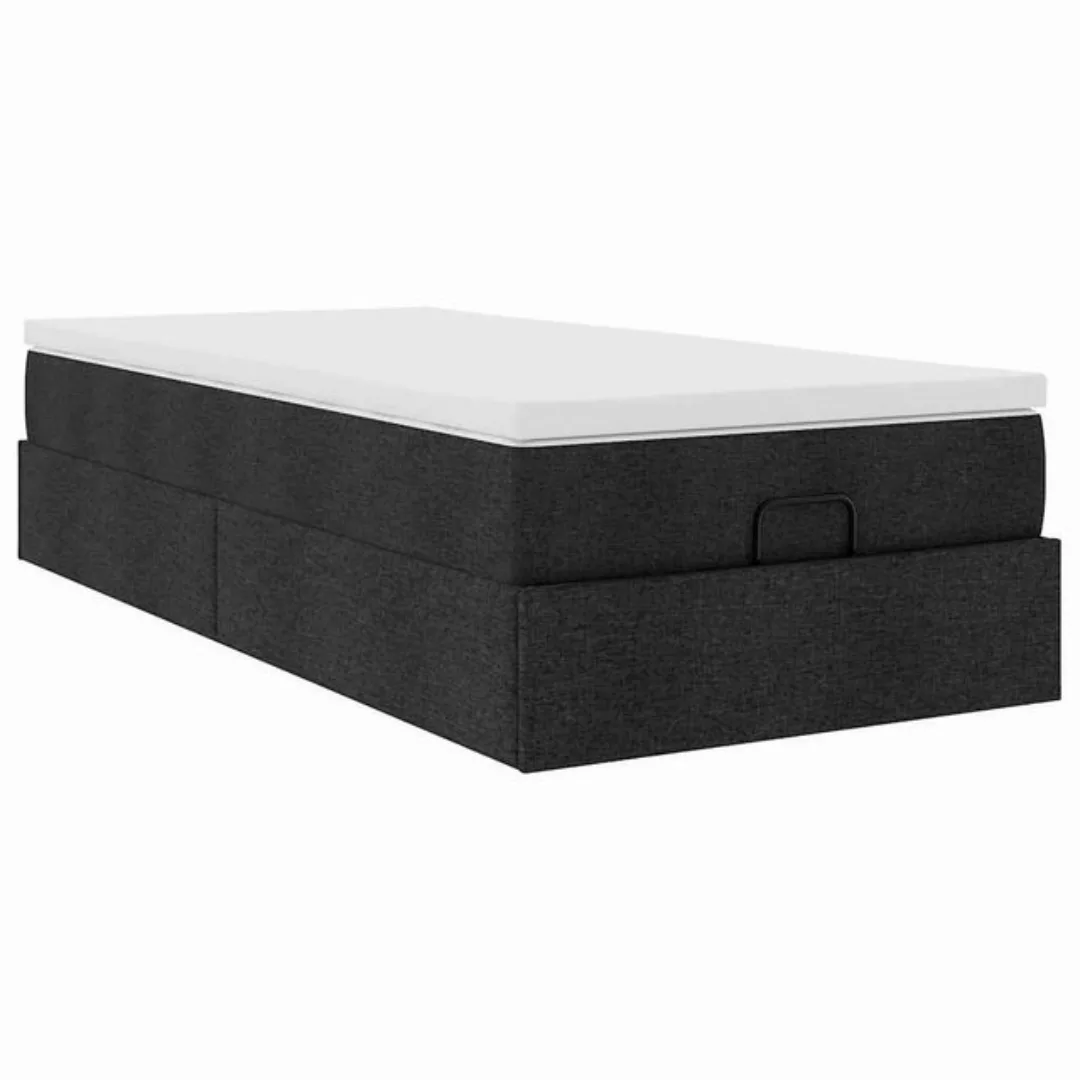 vidaXL Bett, Ottoman-Bett mit Matratze Schwarz 80x200 cm Stoff günstig online kaufen