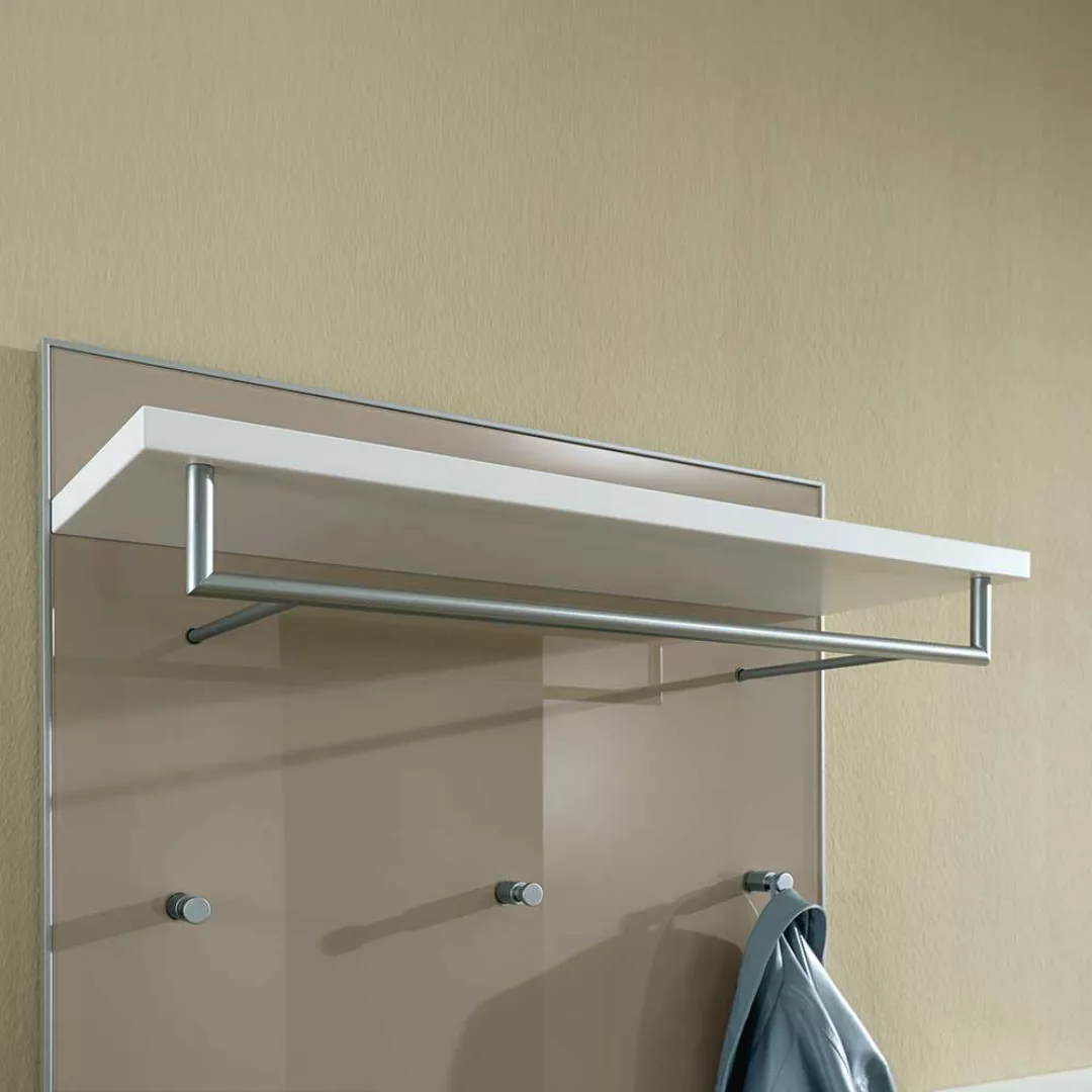 Wandpaneel Garderobe in Taupe Glas Weiß günstig online kaufen