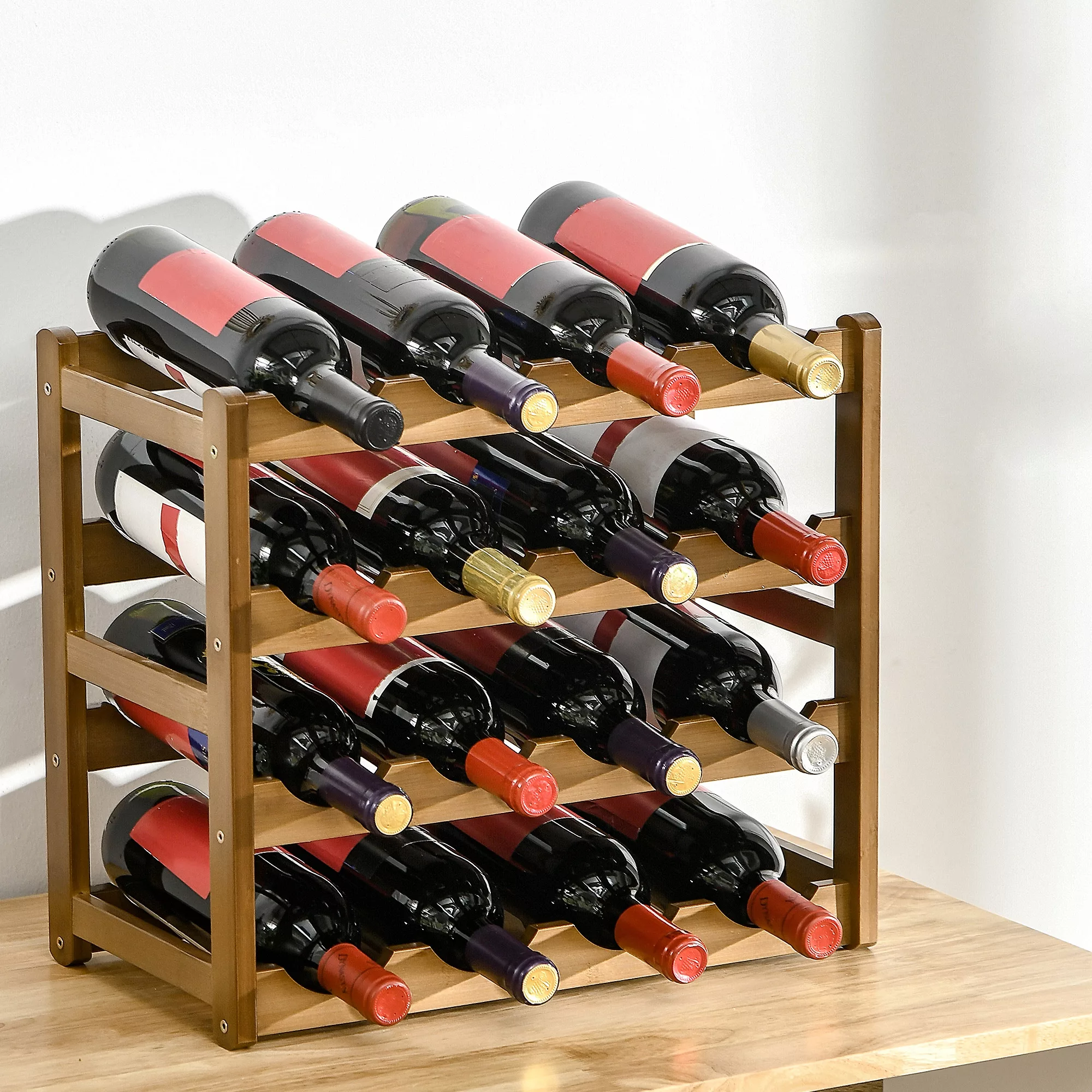 HOMCOM Weinregal Flaschenregal Weinhalter für 16 Flaschen Wasserfestes Stan günstig online kaufen