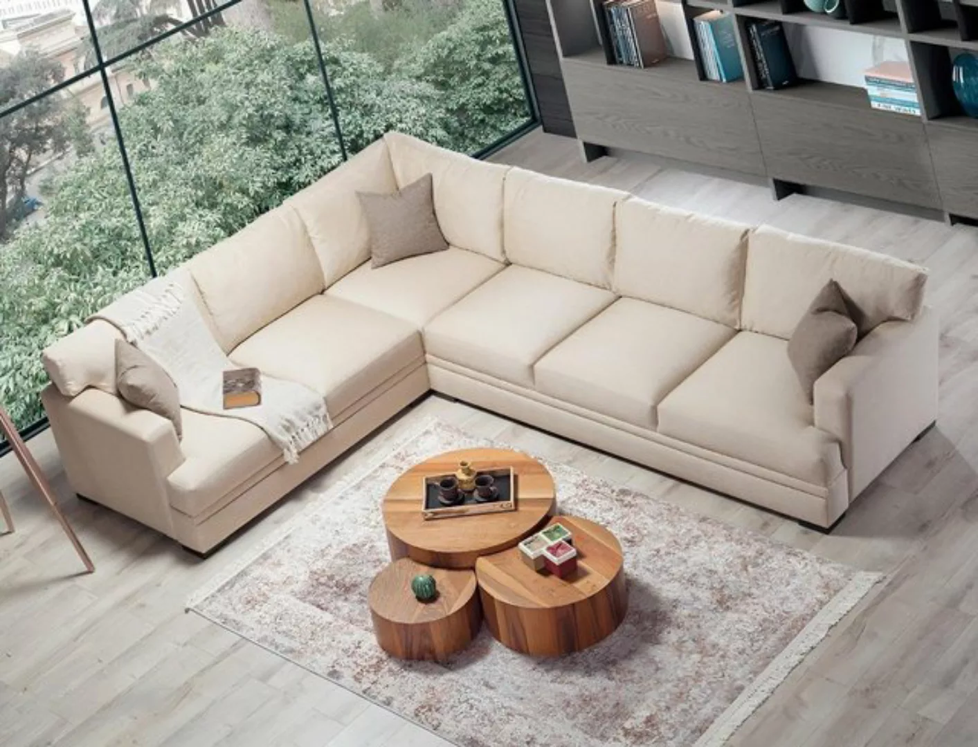 JVmoebel Ecksofa Beige Ecksofa Wohnzimmer Design Möbel Luxus Sofa L-Form, 1 günstig online kaufen