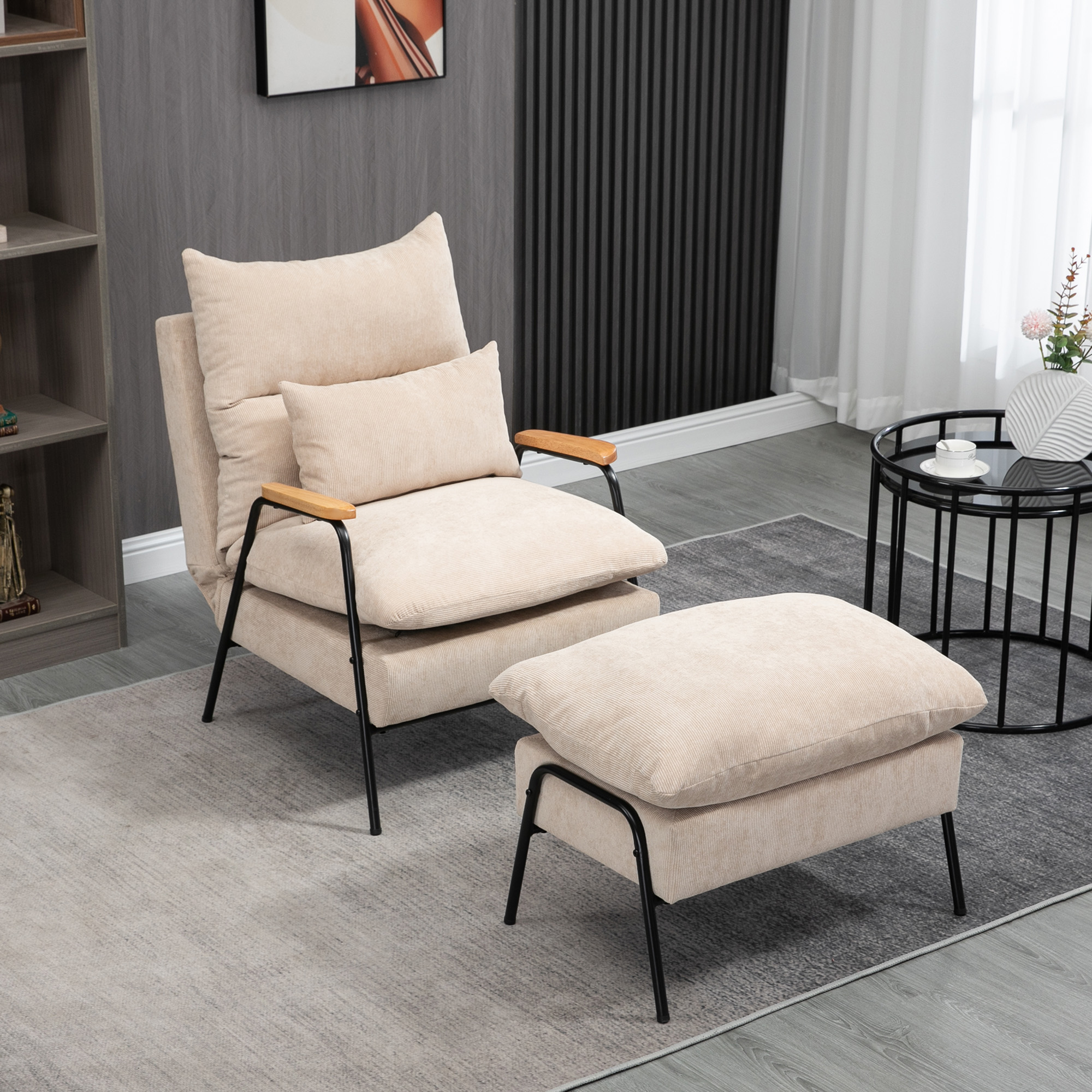HOMCOM Relaxsessel mit Hocker Sessel mit Verstellbar Rückenlehne, Liegefunk günstig online kaufen