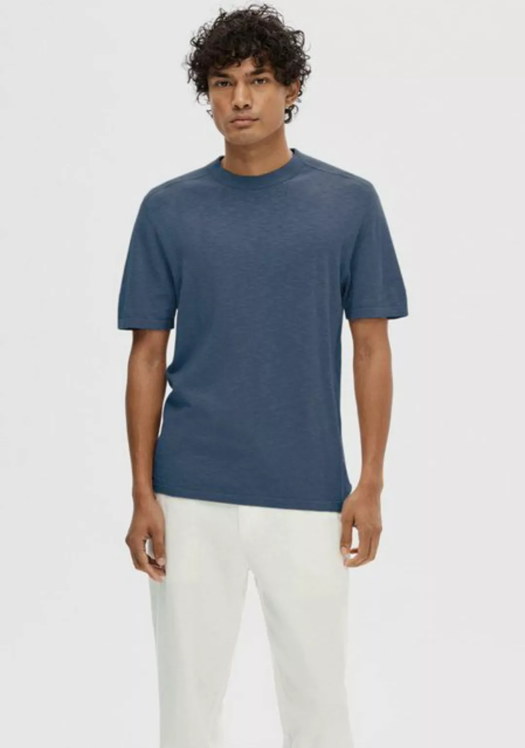 SELECTED HOMME Kurzarmshirt SLHBERG LINEN SS KNIT TEE NOOS günstig online kaufen