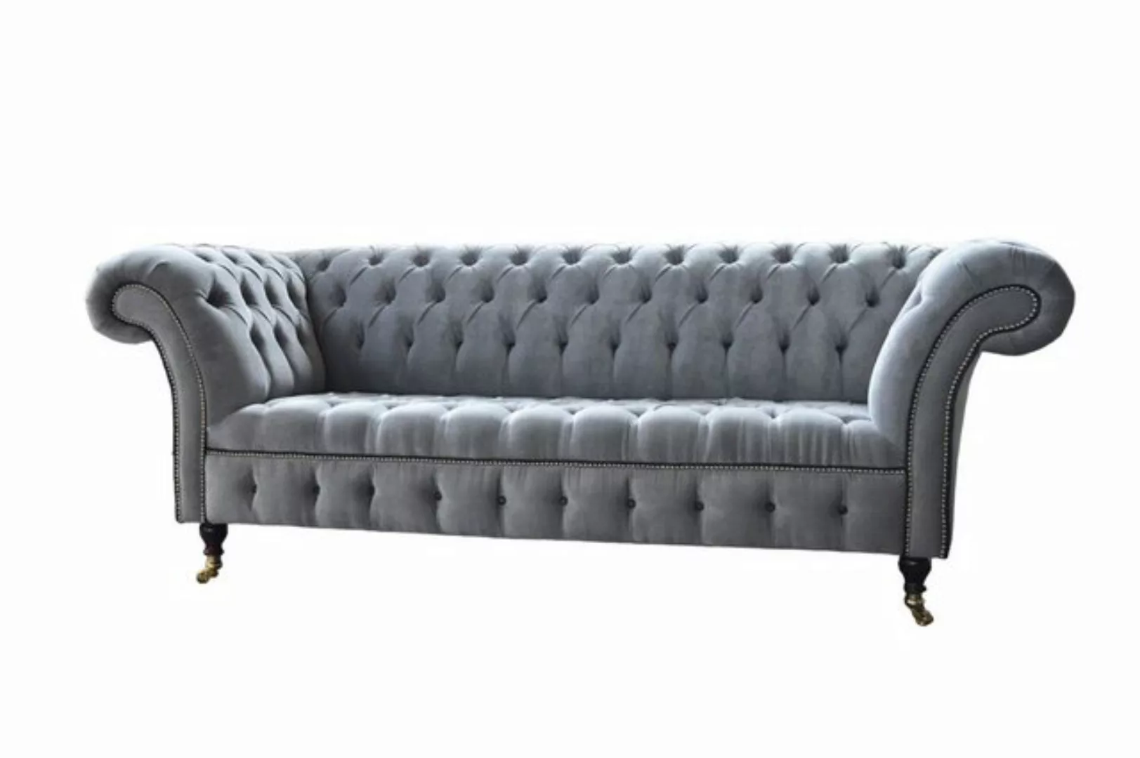 JVmoebel Chesterfield-Sofa Grau Chesterfield Couch Polster Sofa Klassischer günstig online kaufen