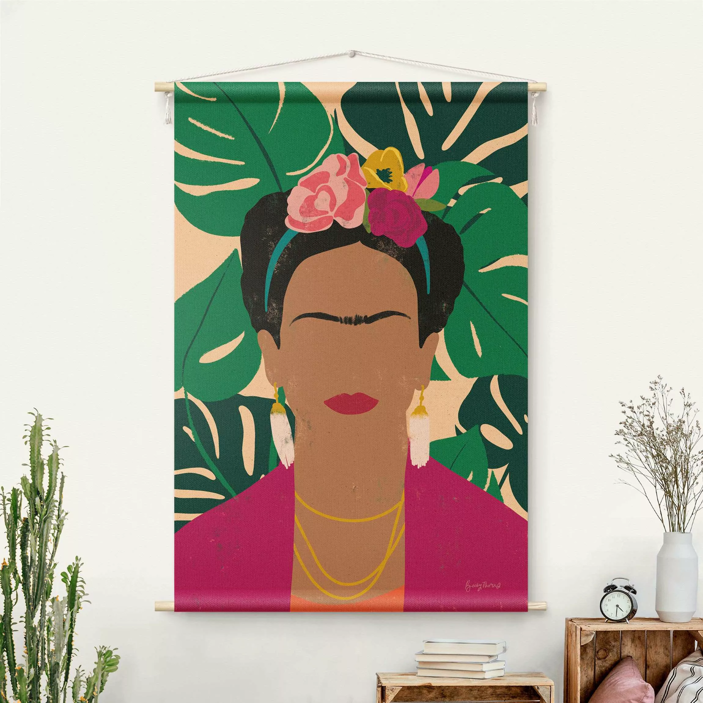 Wandteppich Frida tropische Collage günstig online kaufen