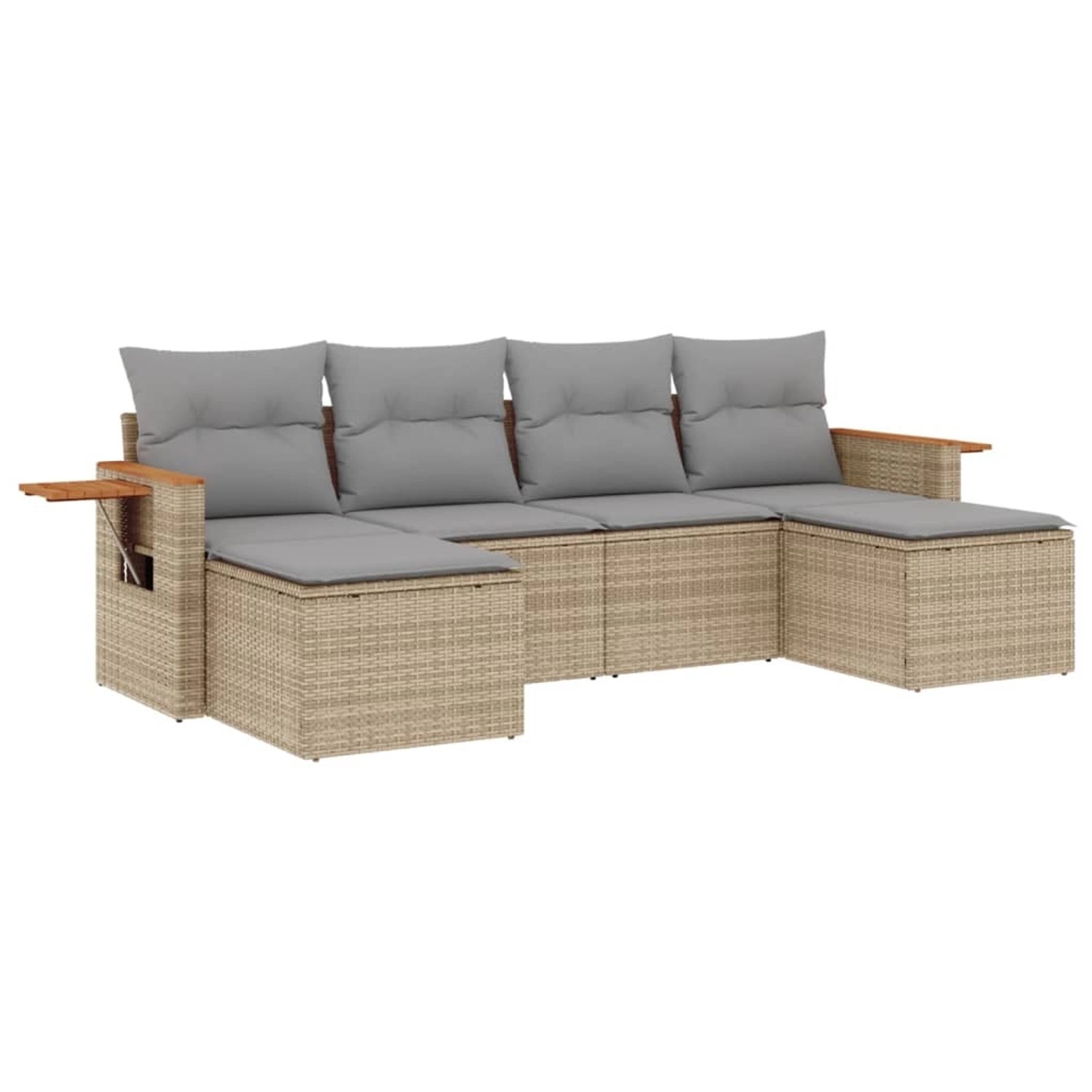 vidaXL 6-Tlg Garten-Sofagarnitur mit Kissen Beige Poly Rattan 3259462 günstig online kaufen